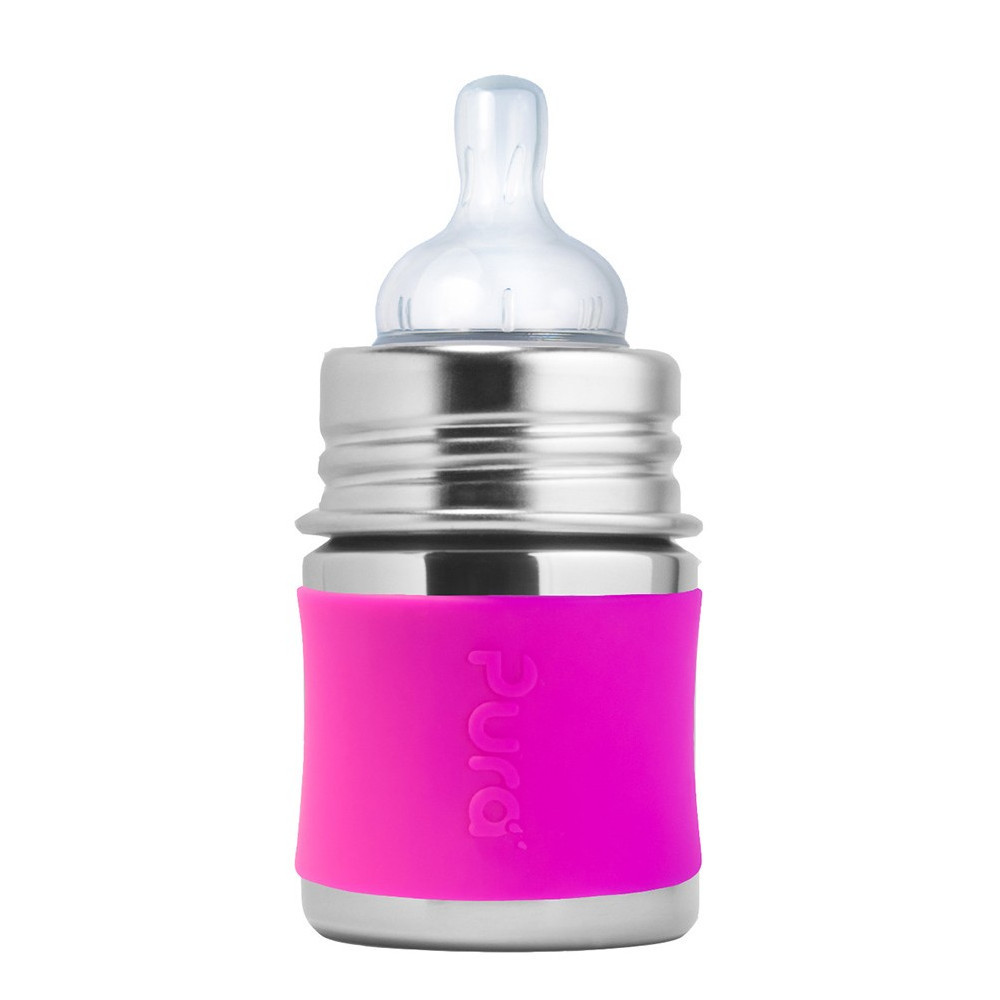 Pura® nerezová dojčenská fľaša 150ml ružová| Ecobal.sk