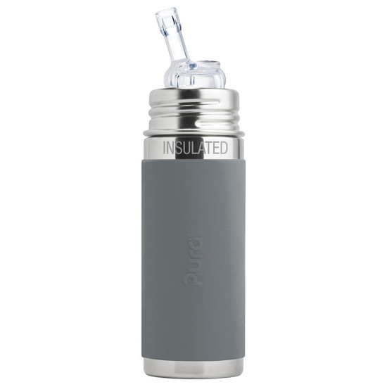 Pura® TERMO fľaša so slamkou 260ml sivá| Ecobal.sk