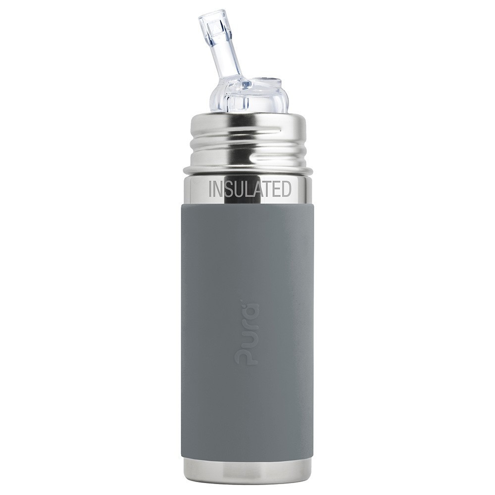Pura® TERMO fľaša so slamkou 260ml sivá| Ecobal.sk
