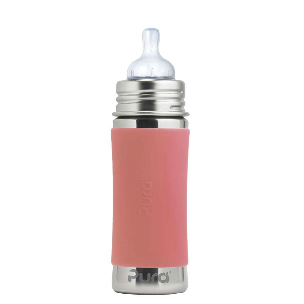 Pura® nerezová dojčenská fľaša 325ml Rose| Ecobal.sk