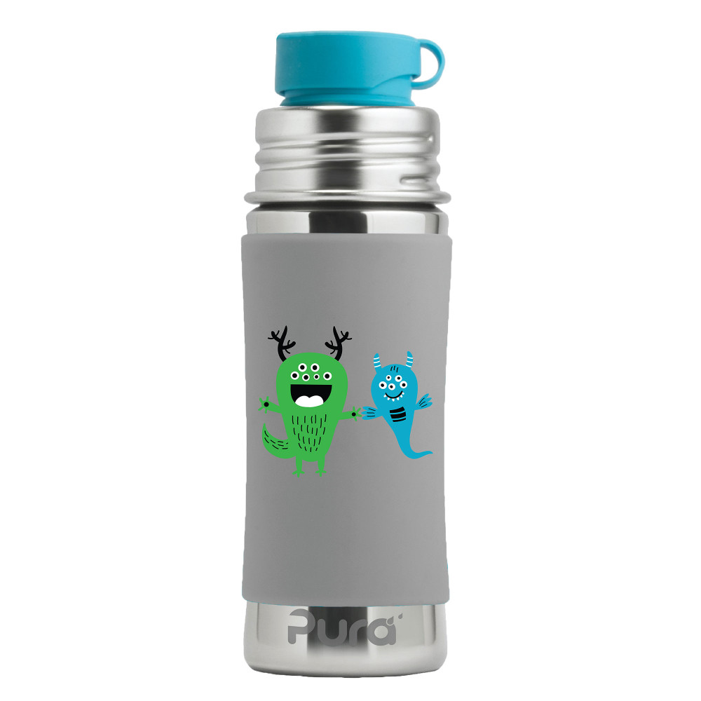 Pura® nerezová fľaša so slamkou 325ml - Monster| Ecobal.sk