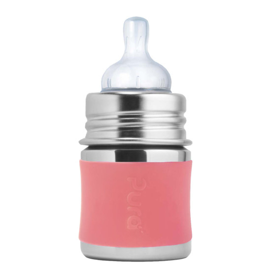 Pura® nerezová dojčenská fľaša 150ml Rose| Ecobal.sk