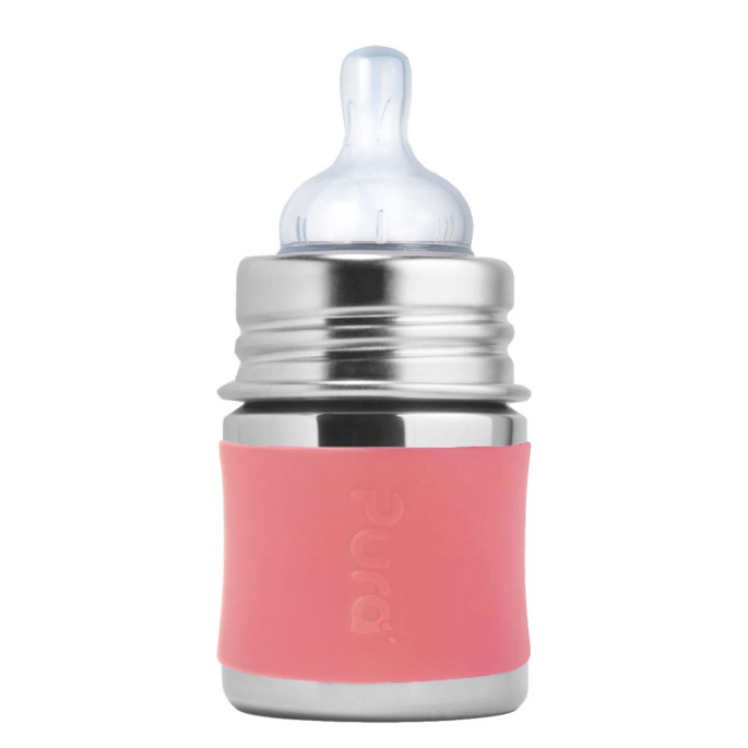 Pura® nerezová dojčenská fľaša 150ml Rose| Ecobal.sk