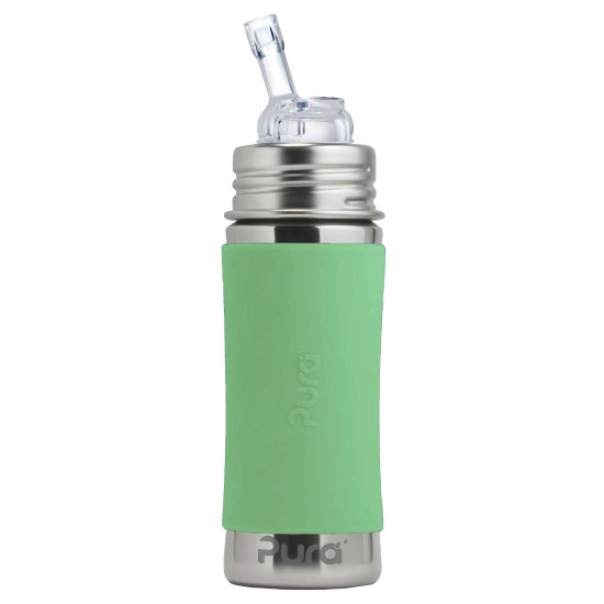 Pura® nerezová fľaša so slamkou 325ml - Moss| Ecobal.sk
