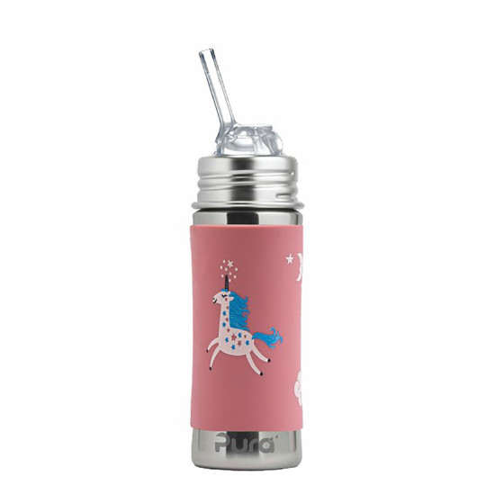 Pura® nerezová fľaša so slamkou 325ml - Unicorn| Ecobal.sk