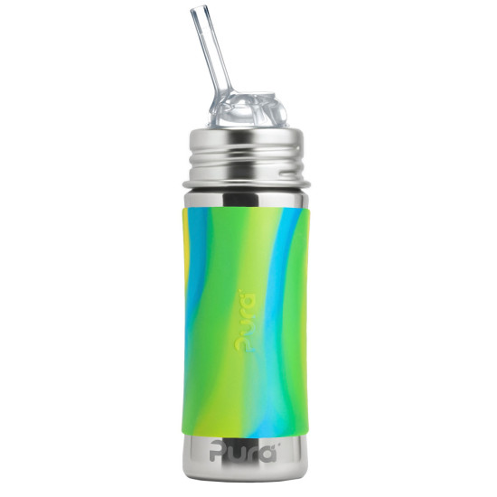 Pura® nerezová fľaša so slamkou 325ml - Zelená aqua| Ecobal.sk